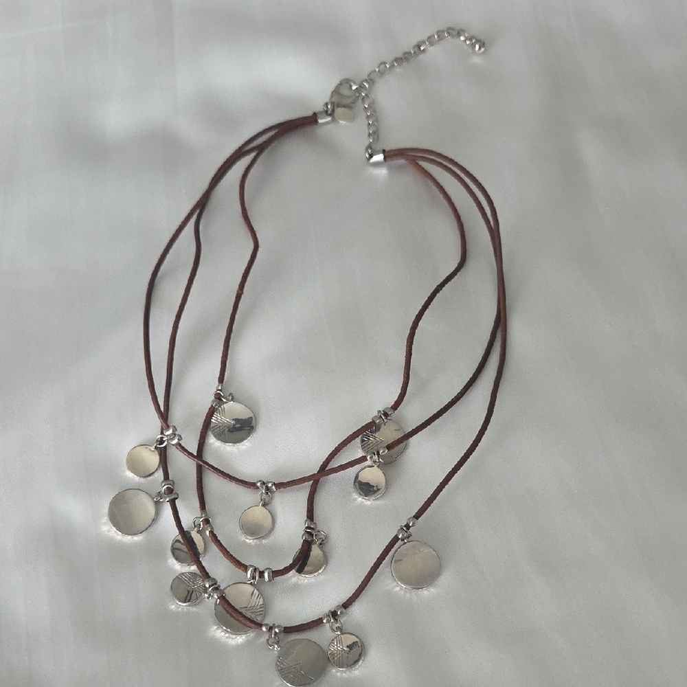 Chico's Silver and Brown Multi-Strand Necklace